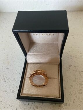 Bulgari Compact Mirror with 18K Gold Ring and Mother-of-Pearl